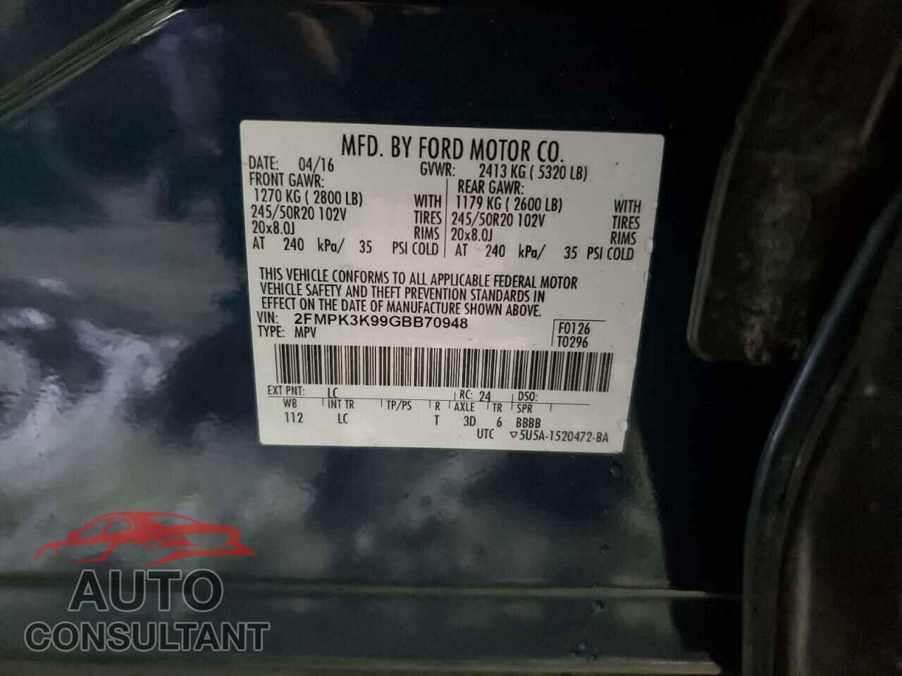 FORD EDGE 2016 - 2FMPK3K99GBB70948