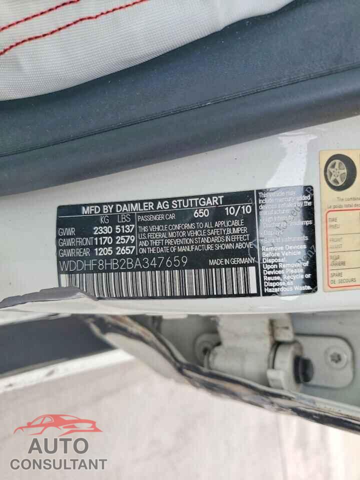 MERCEDES-BENZ E-CLASS 2011 - WDDHF8HB2BA347659