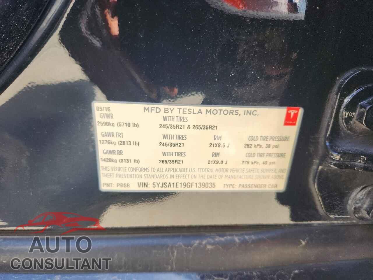TESLA MODEL S 2016 - 5YJSA1E19GF139035