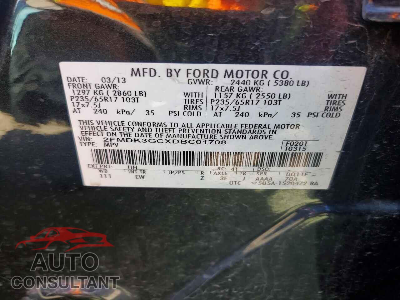 FORD EDGE 2013 - 2FMDK3GCXDBC01708