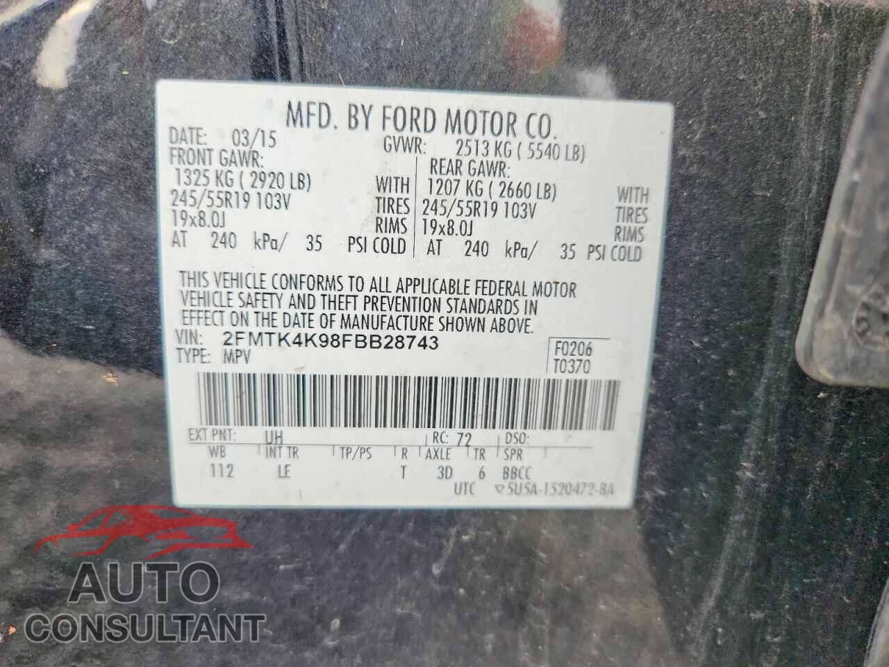 FORD EDGE 2015 - 2FMTK4K98FBB28743