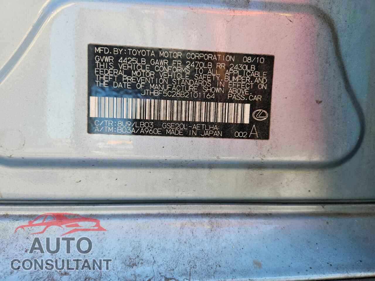 LEXUS IS 2011 - JTHBF5C28B2101164