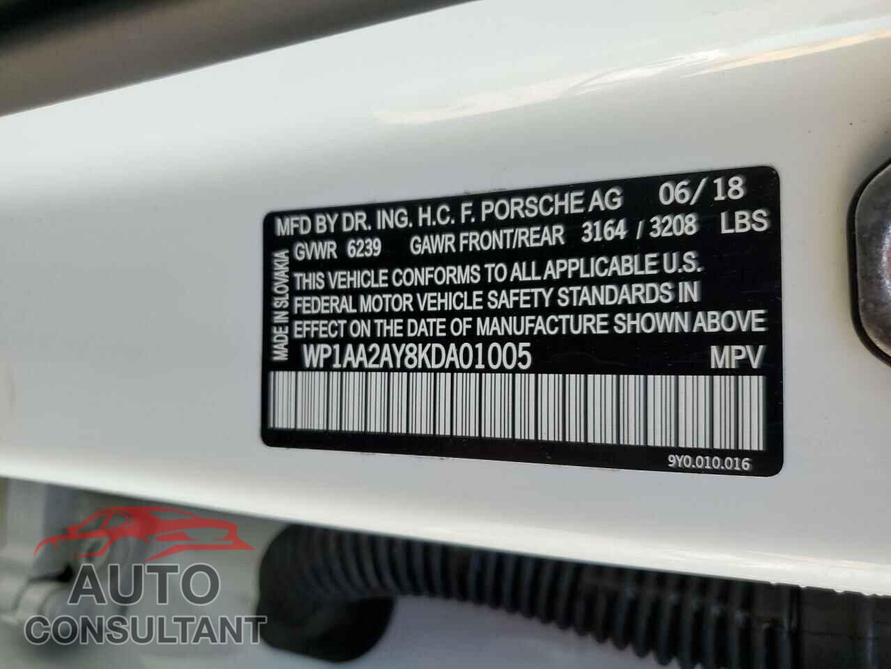PORSCHE CAYENNE 2019 - WP1AA2AY8KDA01005