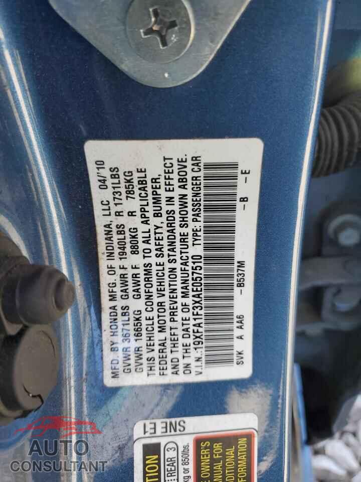 HONDA CIVIC 2010 - 19XFA1F3XAE057510