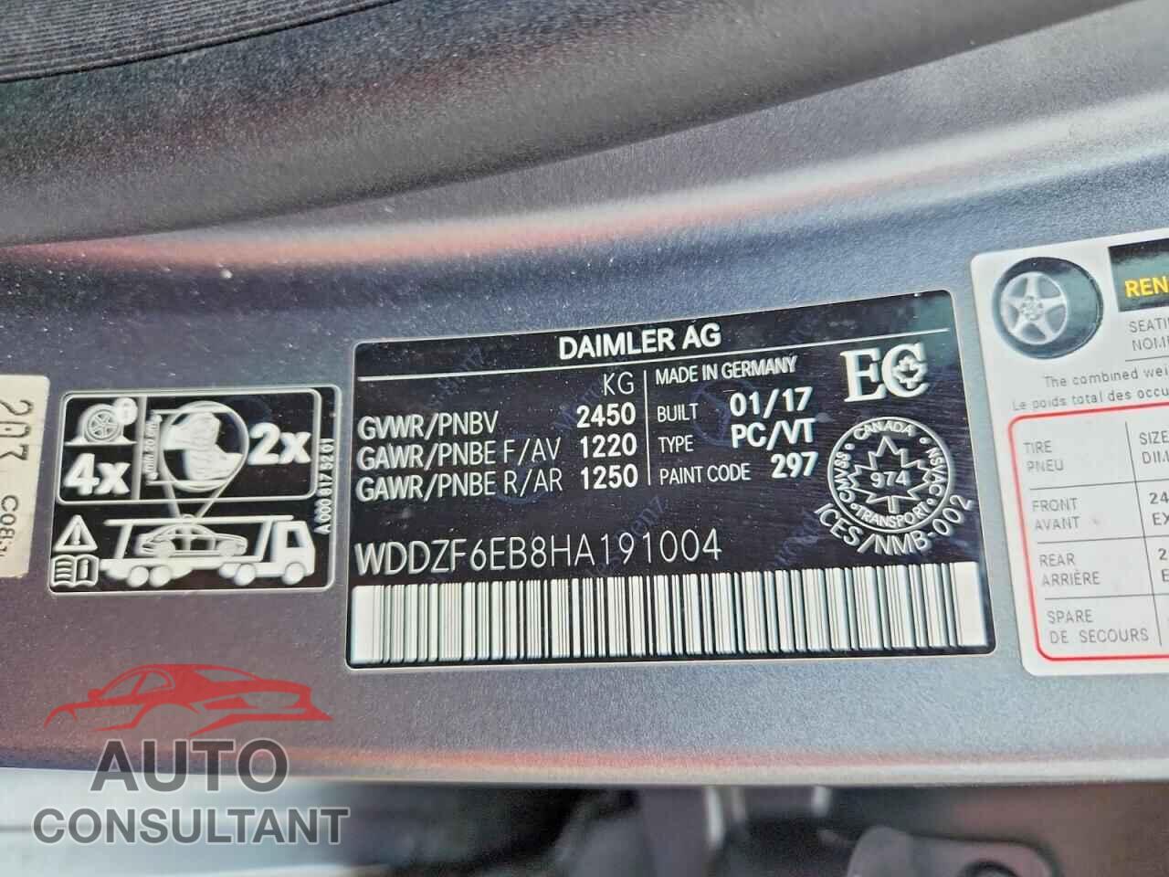 MERCEDES-BENZ E-CLASS 2017 - WDDZF6EB8HA191004