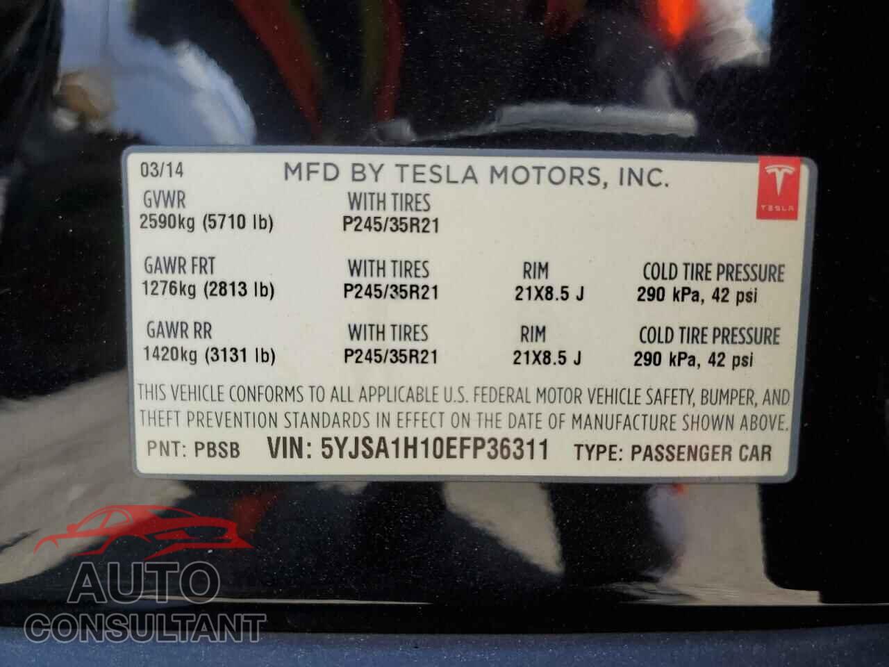 TESLA MODEL S 2014 - 5YJSA1H10EFP36311