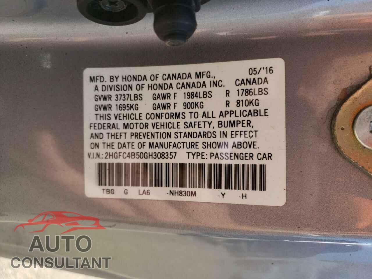 HONDA CIVIC 2016 - 2HGFC4B50GH308357