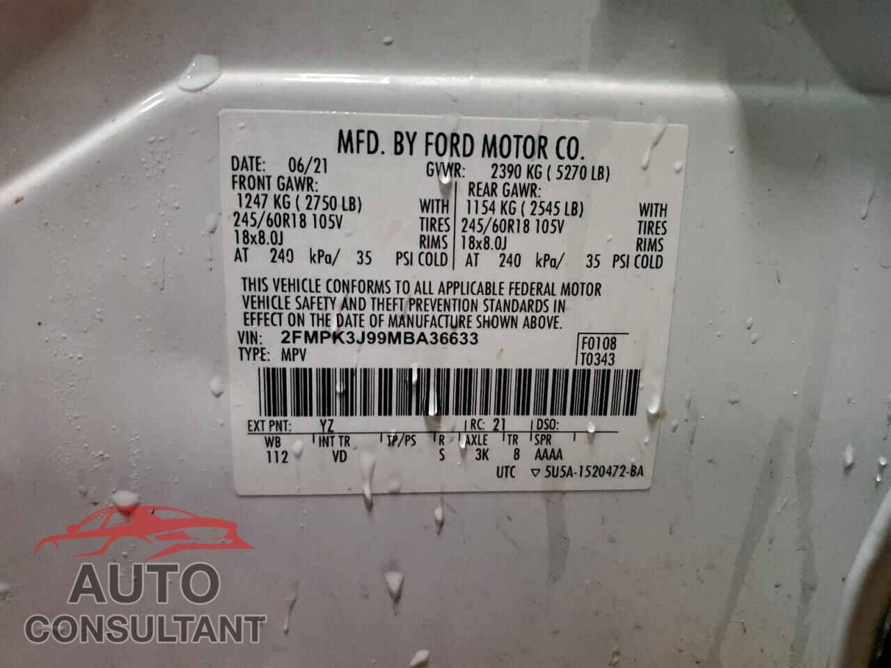 FORD EDGE 2021 - 2FMPK3J99MBA36633