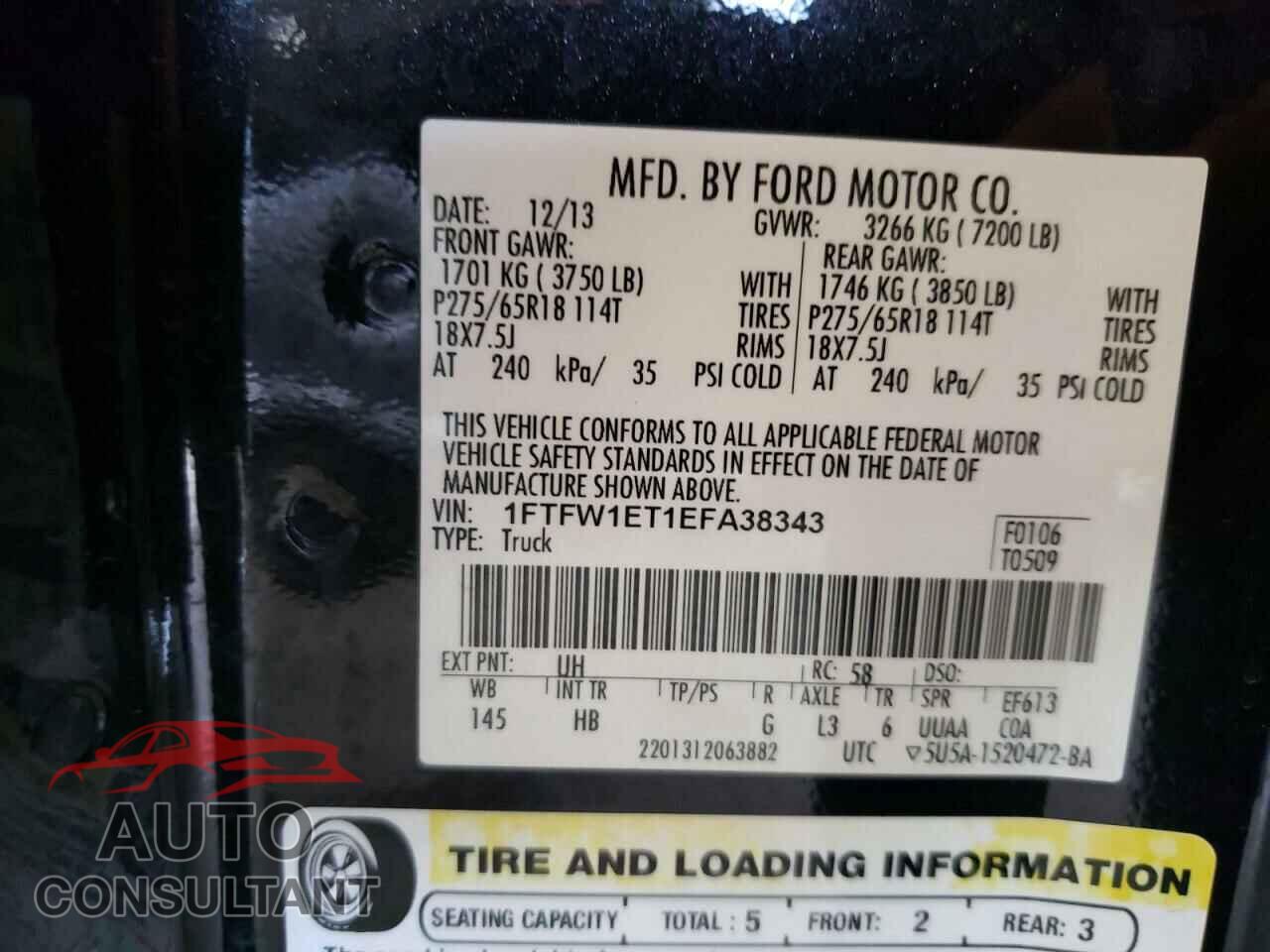 FORD F-150 2014 - 1FTFW1ET1EFA38343