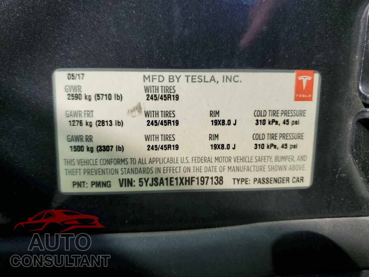 TESLA MODEL S 2017 - 5YJSA1E1XHF197138