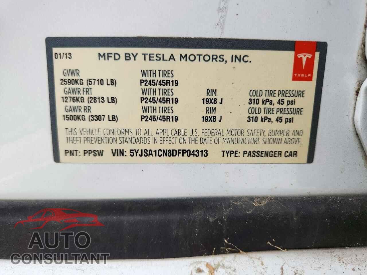 TESLA MODEL S 2013 - 5YJSA1CN8DFP04313