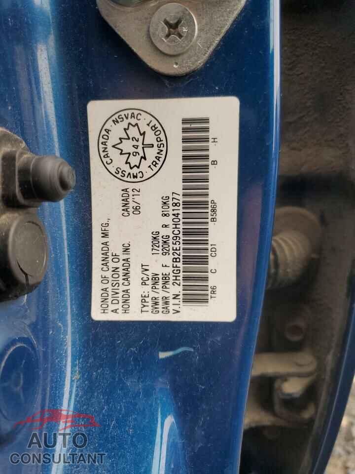 HONDA CIVIC 2012 - 2HGFB2E59CH041877
