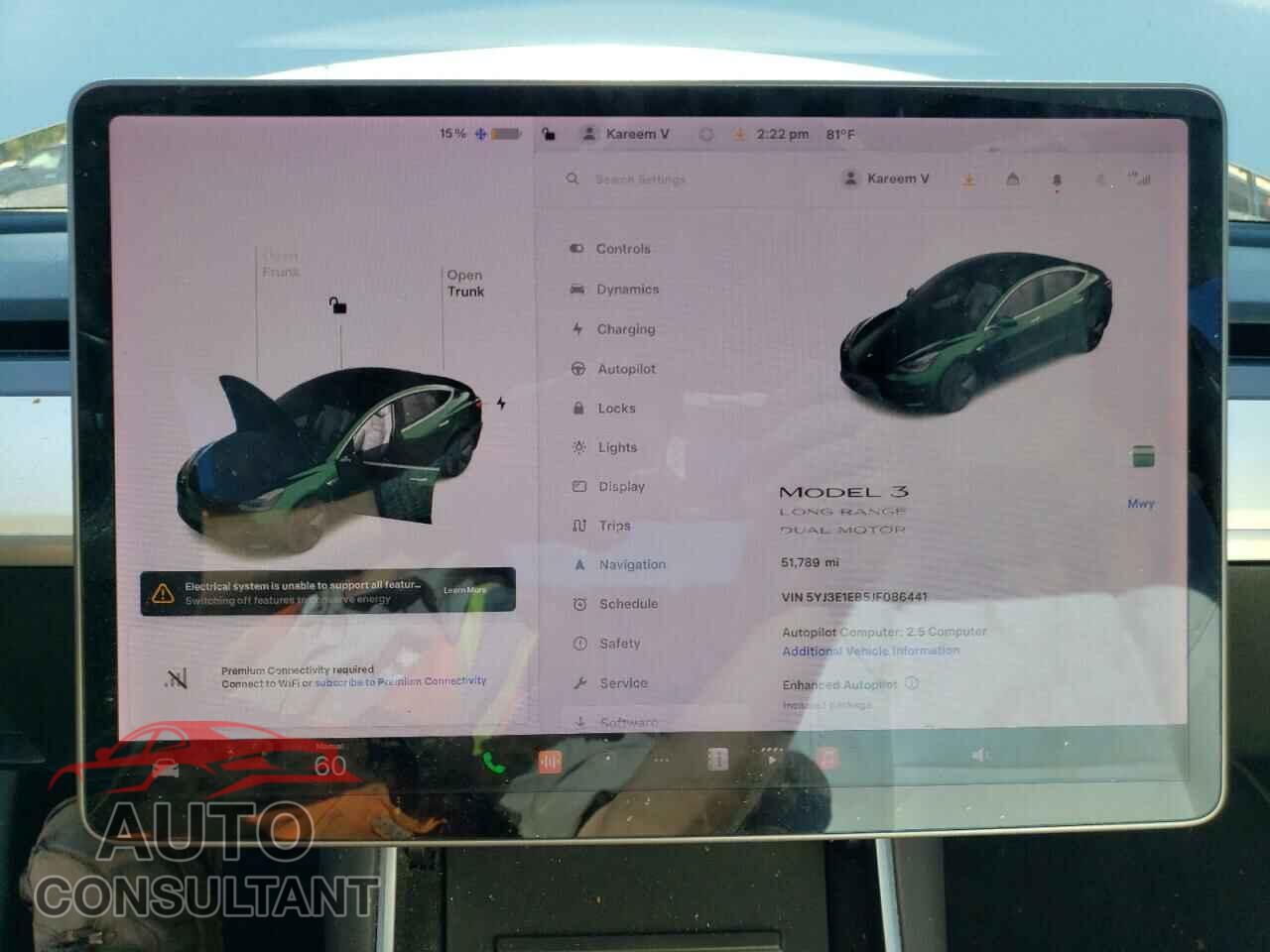 TESLA MODEL 3 2018 - 5YJ3E1EB5JF086441