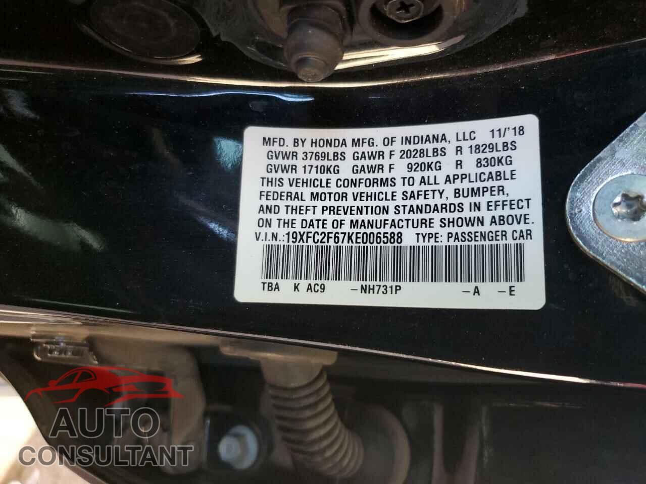 HONDA CIVIC 2019 - 19XFC2F67KE006588