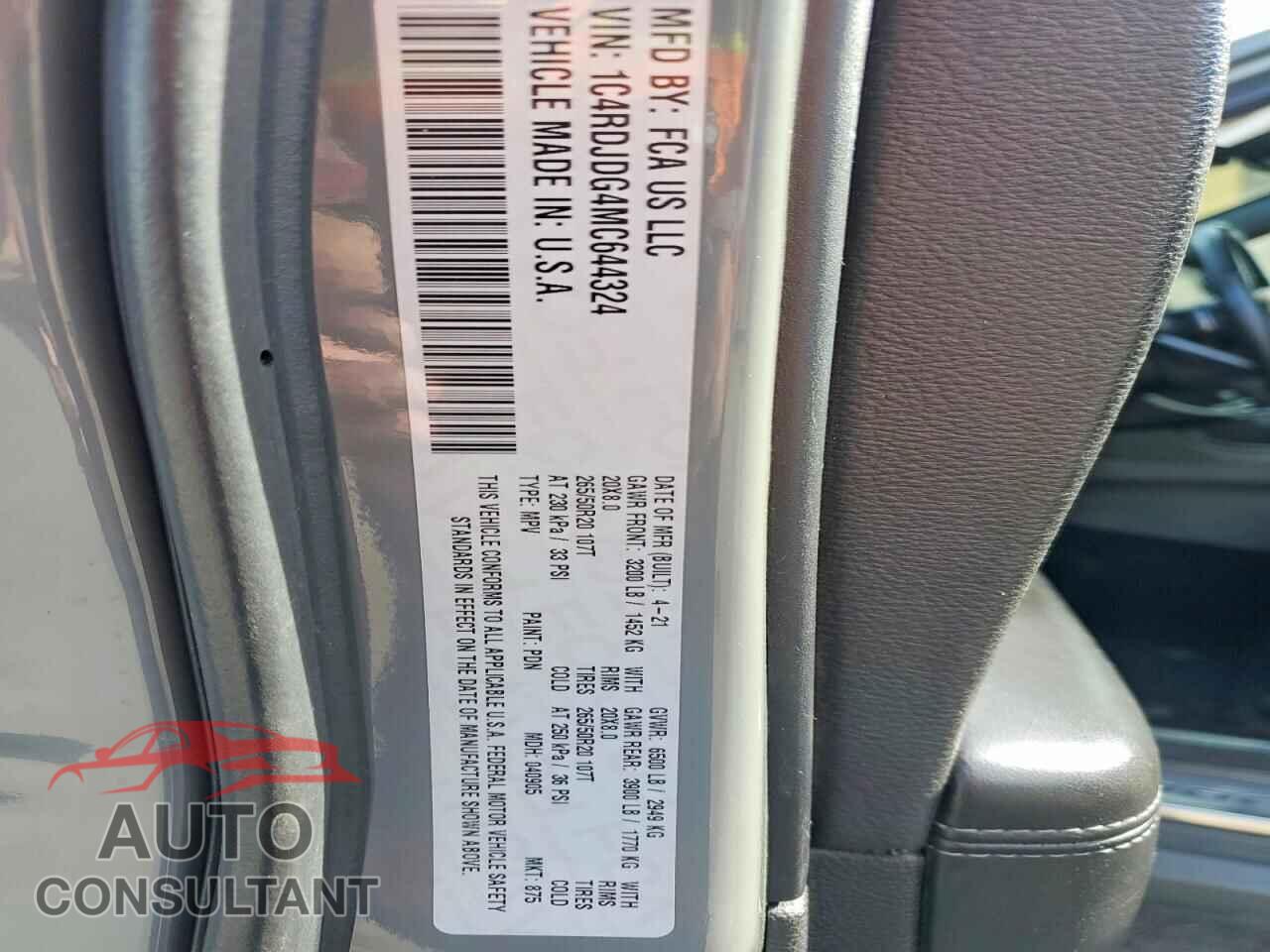 DODGE DURANGO 2021 - 1C4RDJDG4MC644324