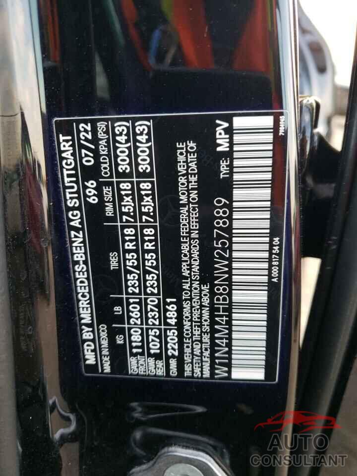 MERCEDES-BENZ GLB-CLASS 2022 - W1N4M4HB8NW257889