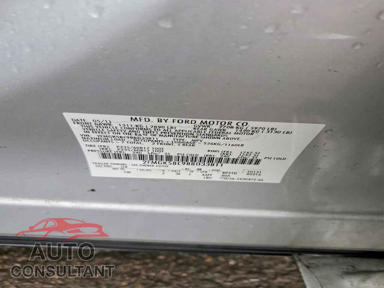 FORD FLEX 2011 - 2FMGK5BC9BBD33811