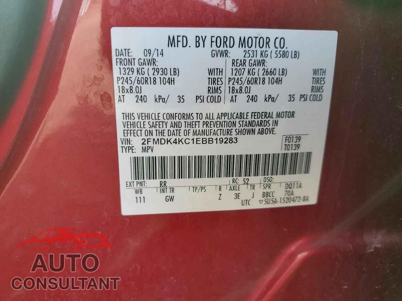 FORD EDGE 2014 - 2FMDK4KC1EBB19283