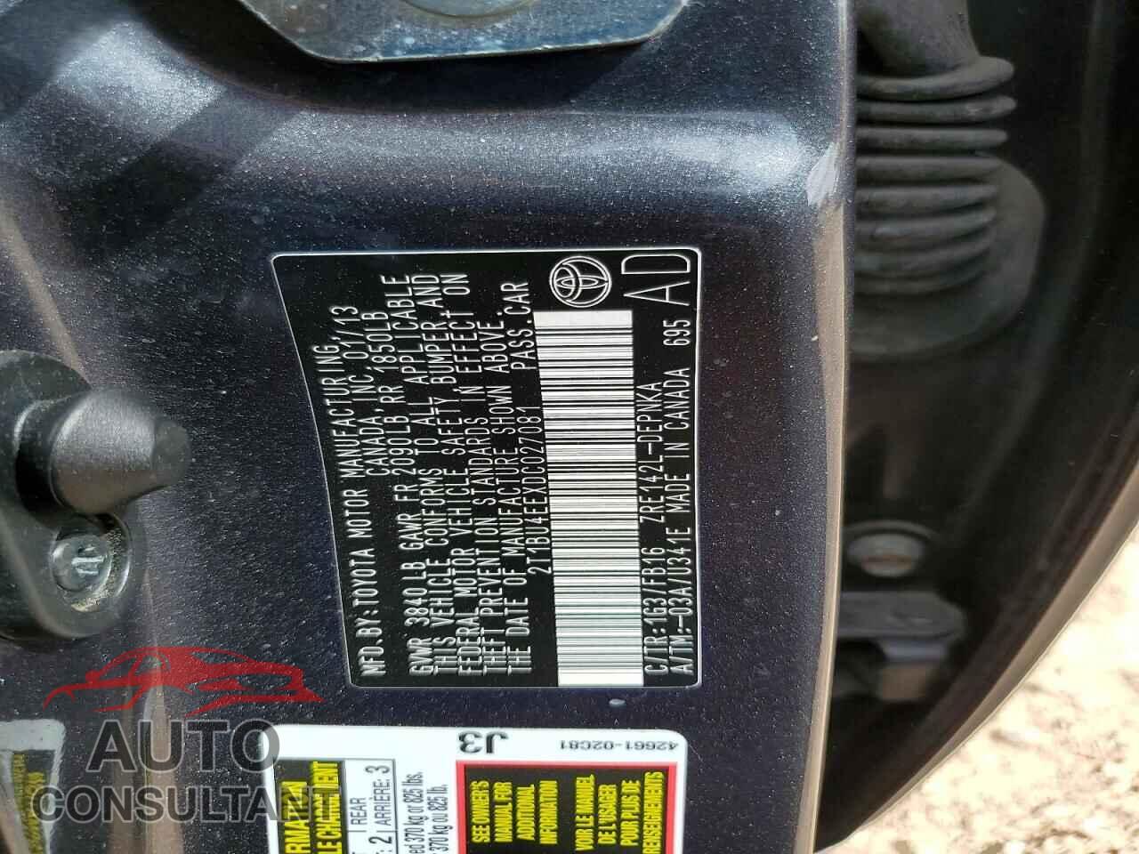 TOYOTA COROLLA 2013 - 2T1BU4EEXDC027081