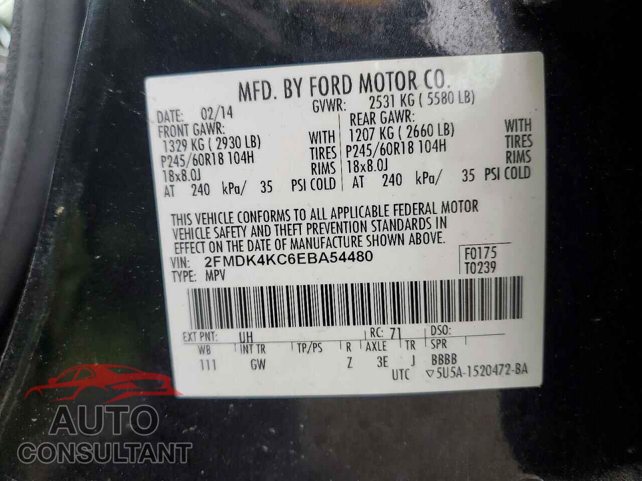 FORD EDGE 2014 - 2FMDK4KC6EBA54480