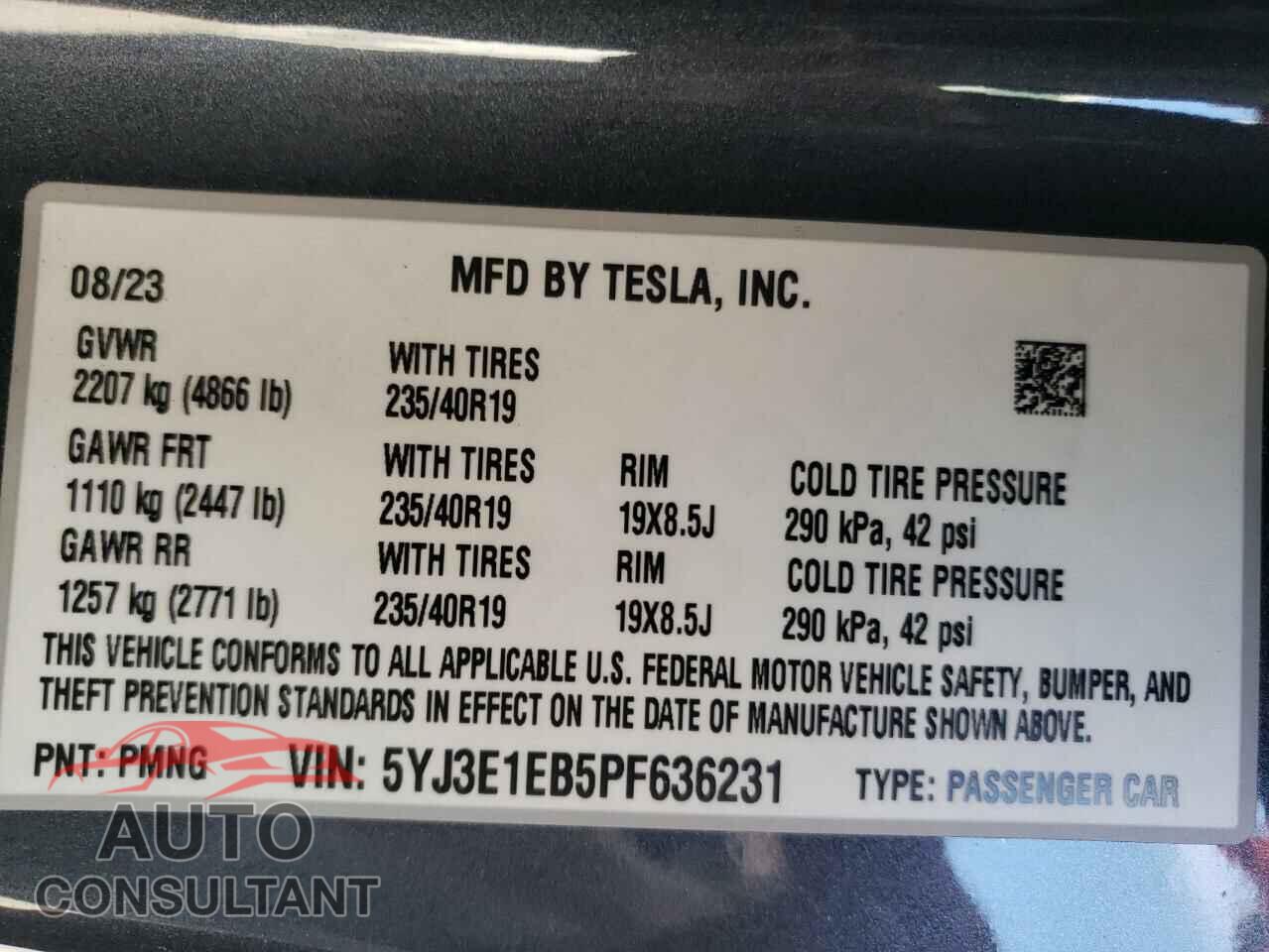 TESLA MODEL 3 2023 - 5YJ3E1EB5PF636231