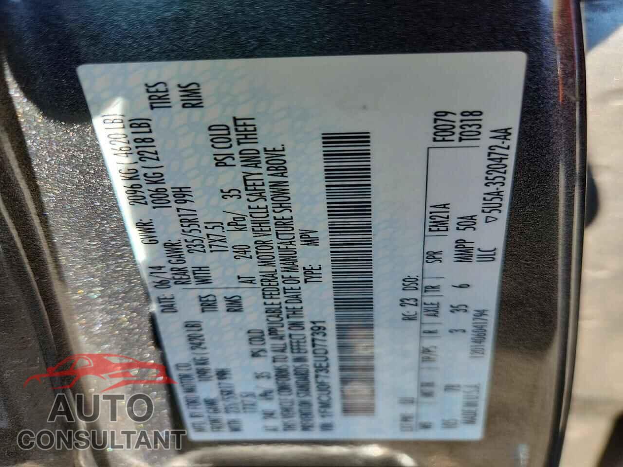 FORD ESCAPE 2014 - 1FMCU0F73EUD77391