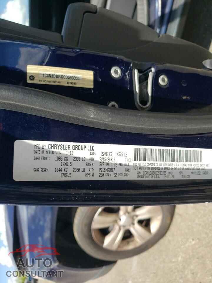 JEEP COMPASS 2012 - 1C4NJDBBXCD593355