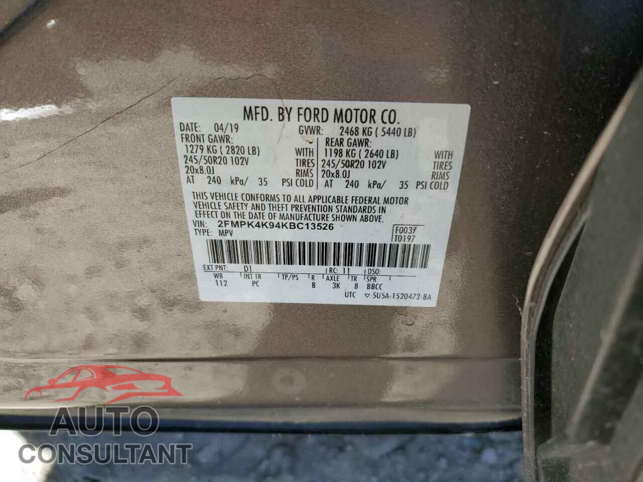 FORD EDGE 2019 - 2FMPK4K94KBC13526