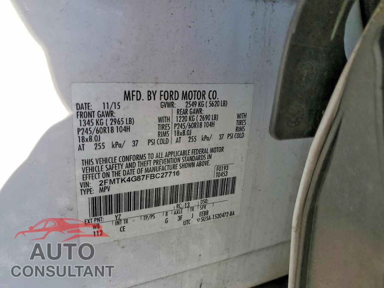FORD EDGE 2015 - 2FMTK4G87FBC27716