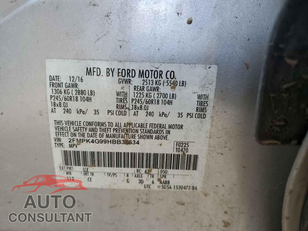FORD EDGE 2017 - 2FMPK4G99HBB35634