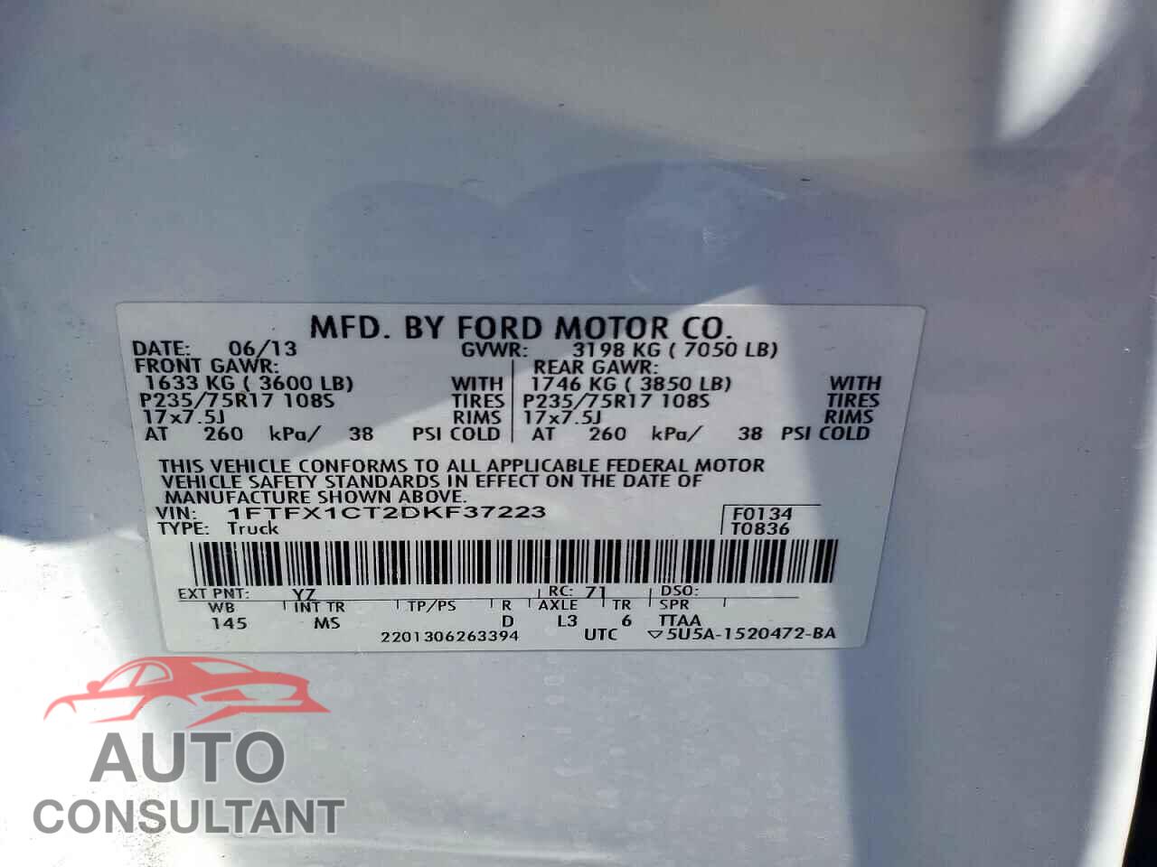 FORD F150 2013 - 1FTFX1CT2DKF37223