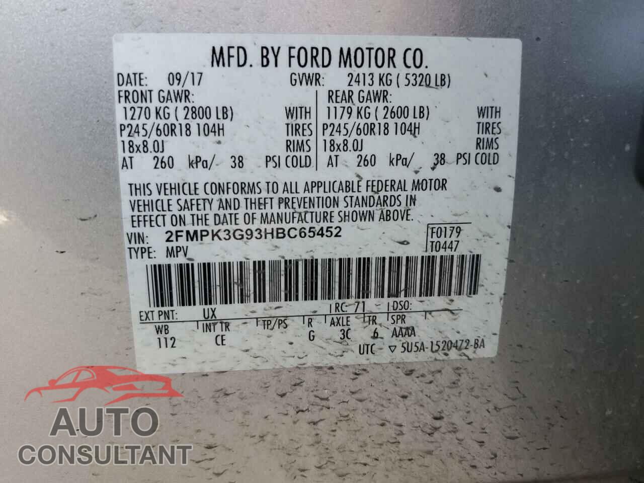 FORD EDGE 2017 - 2FMPK3G93HBC65452