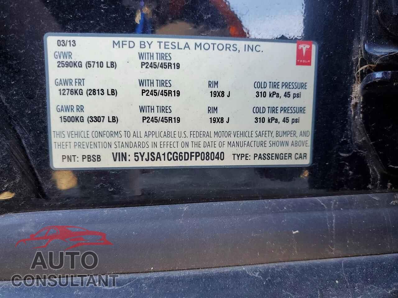 TESLA MODEL S 2013 - 5YJSA1CG6DFP08040