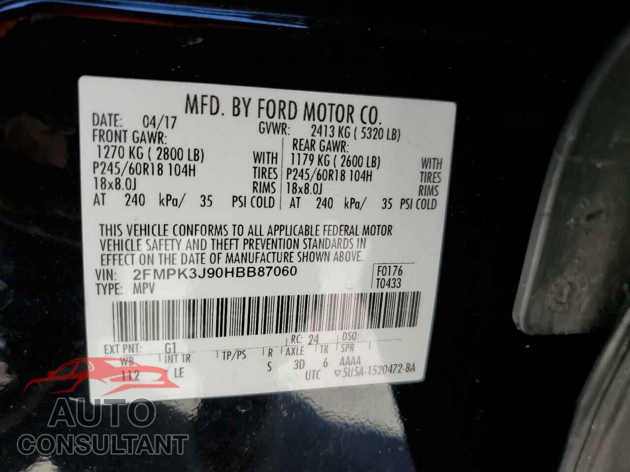 FORD EDGE 2017 - 2FMPK3J90HBB87060