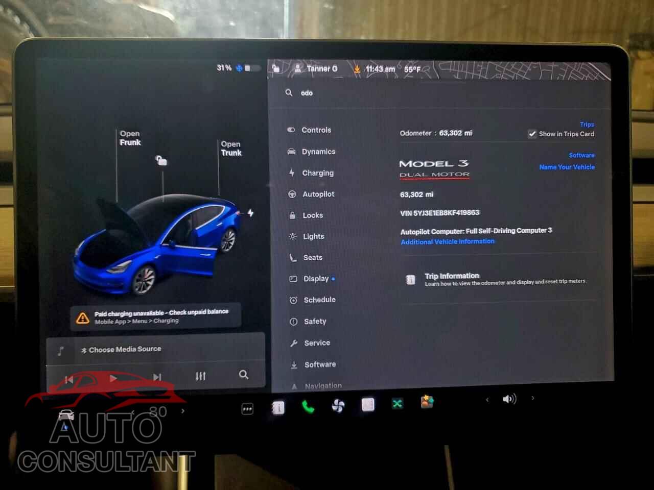 TESLA MODEL 3 2019 - 5YJ3E1EB8KF419863