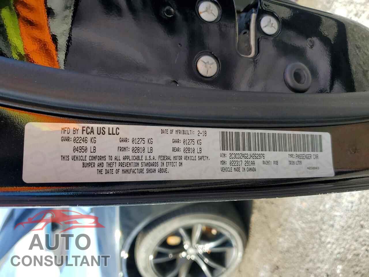 DODGE CHALLENGER 2018 - 2C3CDZAG2JH262976