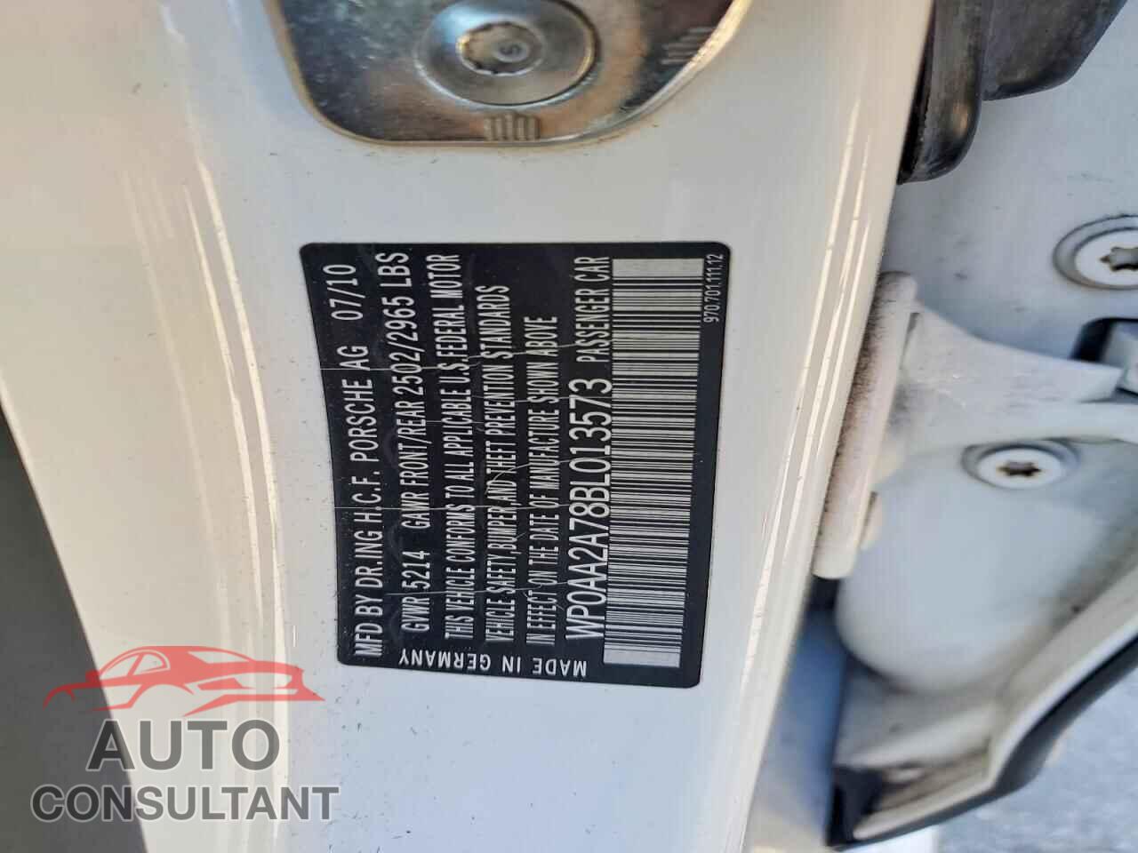 PORSCHE PANAMERA 2011 - WP0AA2A78BL013573