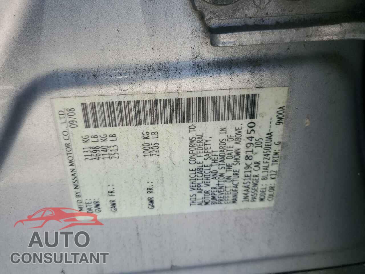 NISSAN MAXIMA 2009 - 1N4AA51E19C819450