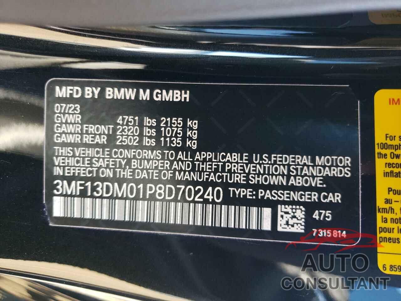 BMW M2 2023 - 3MF13DM01P8D70240