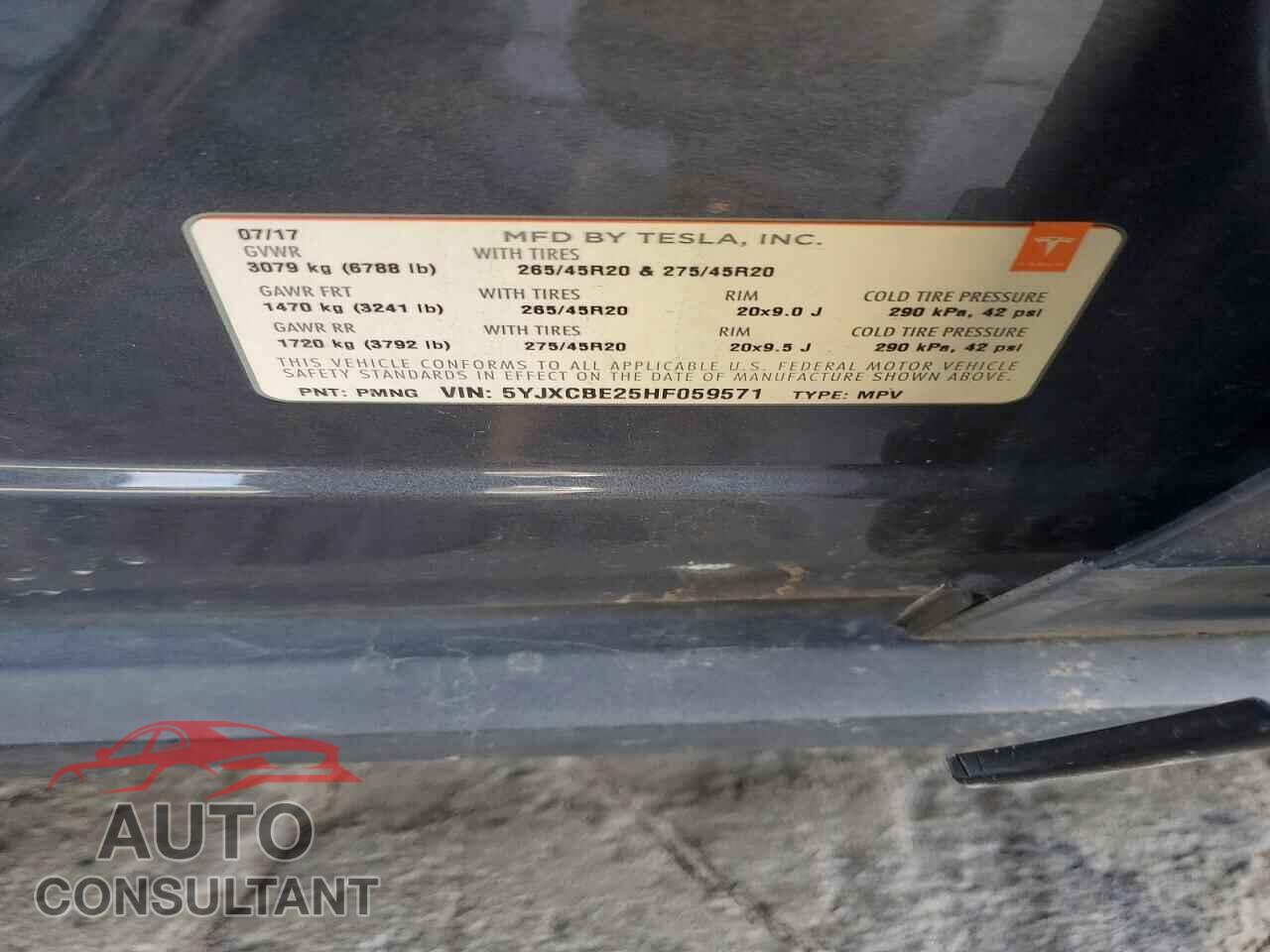 TESLA MODEL X 2017 - 5YJXCBE25HF059571
