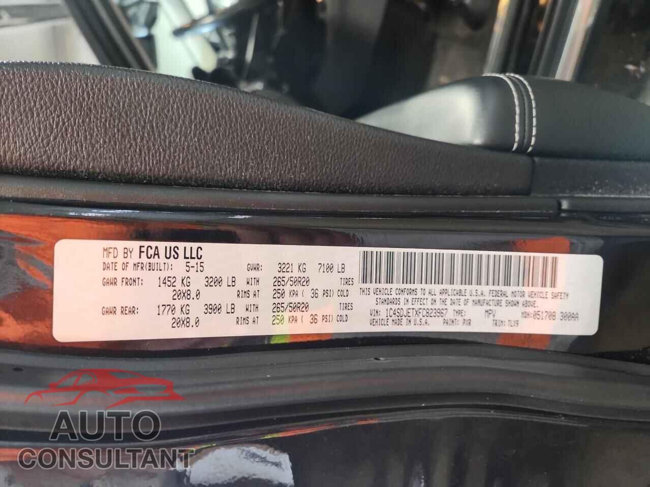 DODGE DURANGO 2015 - 1C4SDJETXFC823967