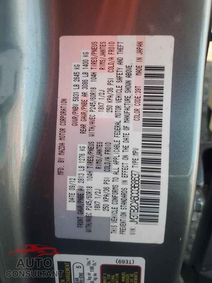 MAZDA CX-9 2012 - JM3TB2CA6C0368637