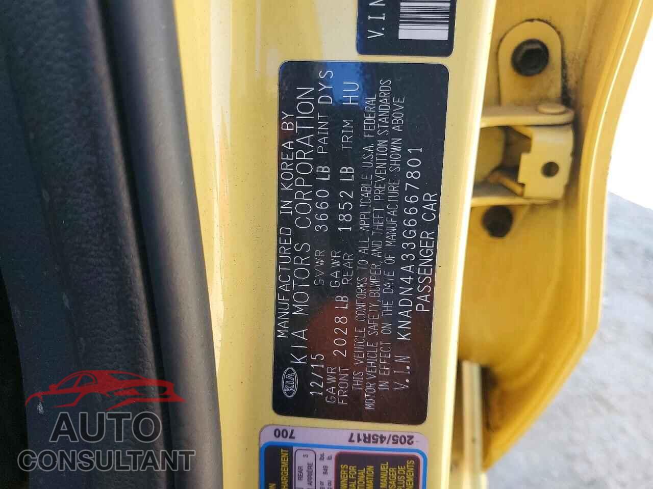 KIA RIO 2016 - KNADN4A33G6667801
