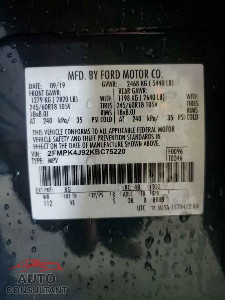 FORD EDGE 2019 - 2FMPK4J92KBC75220