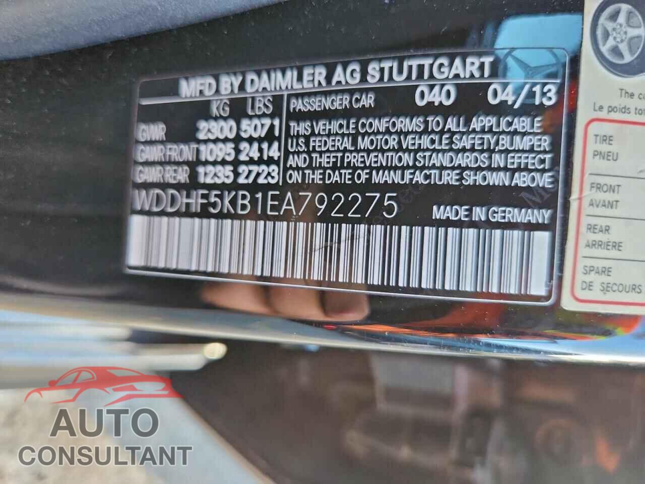 MERCEDES-BENZ E-CLASS 2014 - WDDHF5KB1EA792275