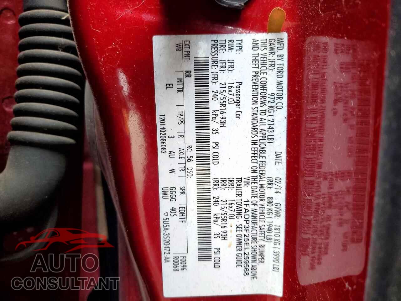 FORD FOCUS 2014 - 1FADP3F25EL259568