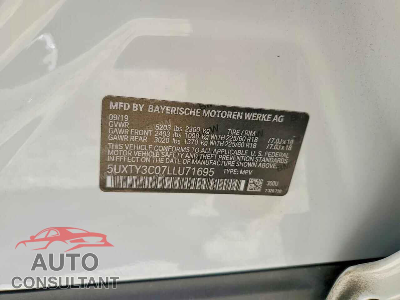 BMW X3 2020 - 5UXTY3C07LLU71695
