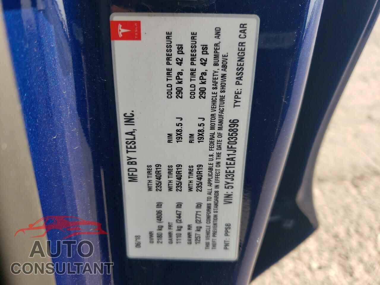 TESLA MODEL 3 2018 - 5YJ3E1EA1JF035896
