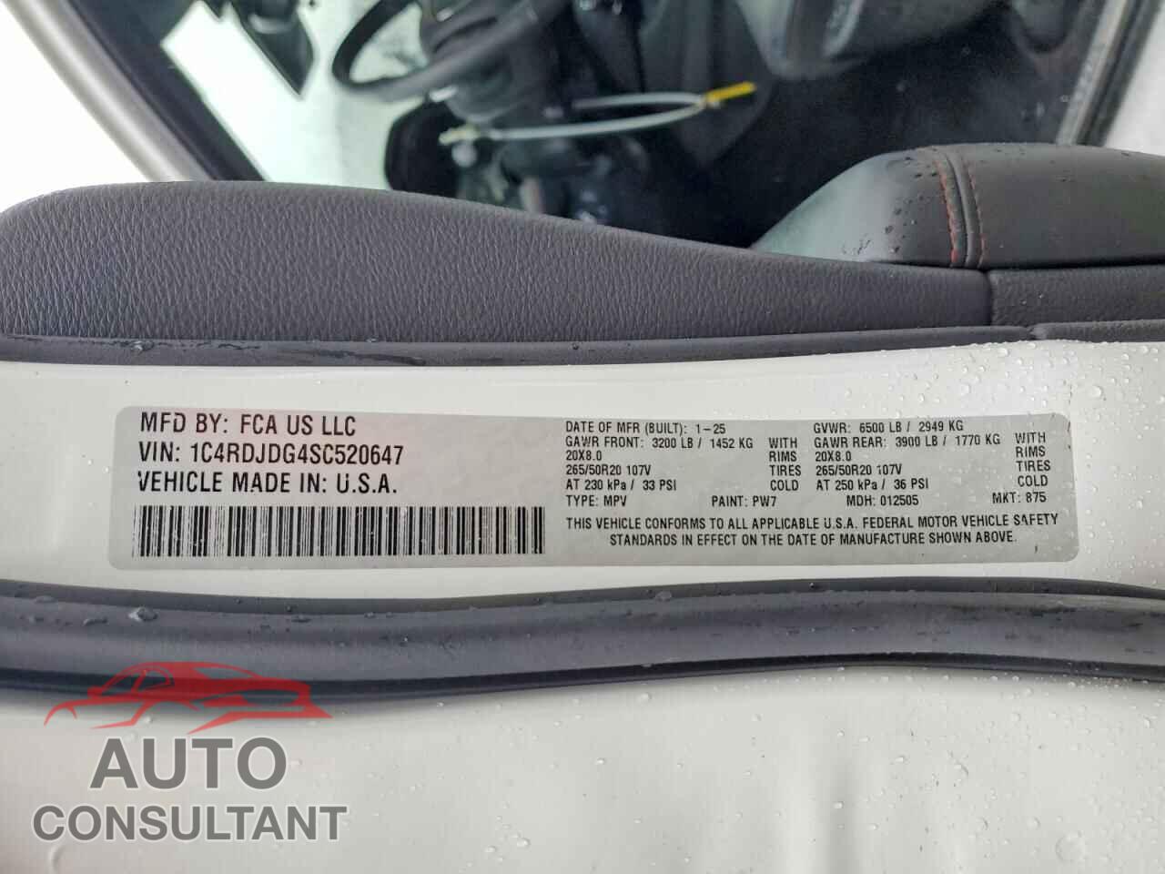 DODGE DURANGO 2025 - 1C4RDJDG4SC520647