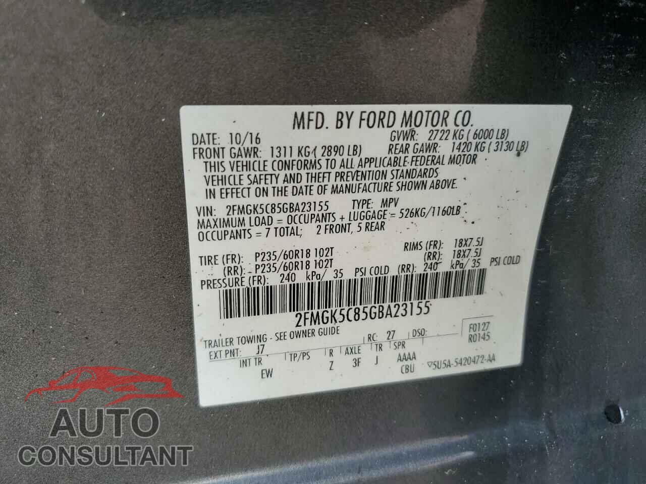 FORD FLEX 2016 - 2FMGK5C85GBA23155